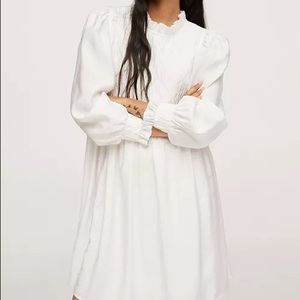 Mango Ruffle High Neck Collar Dress